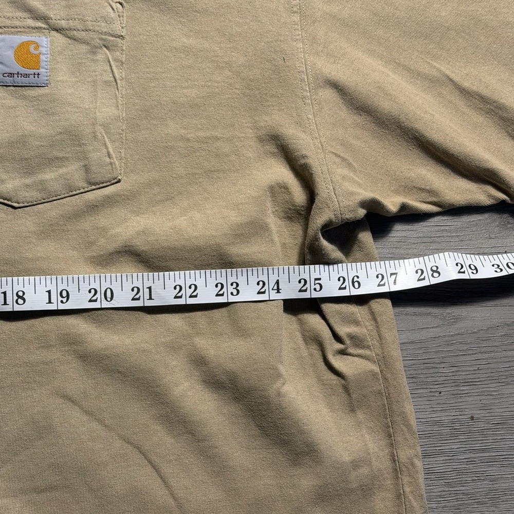 Carhartt Henley Pocket T Shirt Mens XL Beige Workwear Heavyweight Cotton - Picture 6 of 7